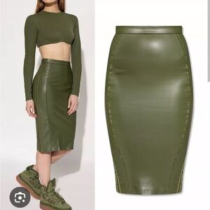 IVY PARK x Adidas Green Midi Pencil Skirt with Slit Sz XS NWT (A0315 B4)